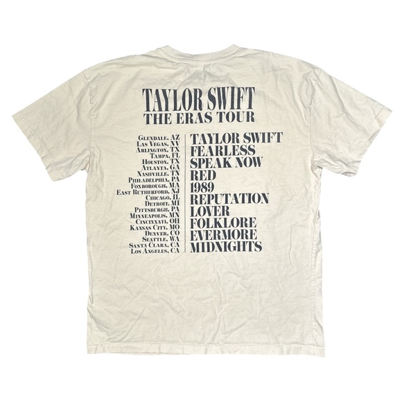 Taylor Swift The Eras Tour USA Leg Music Cream T Shirt Mens Small - Picture 2 of 7